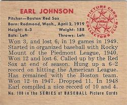 Earl Johnson  baseball card collectible - Main Image 2