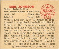 Earl Johnson  baseball card collectible - Main Image 2