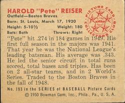 Harold "Pete” Reiser  baseball card collectible - Main Image 2