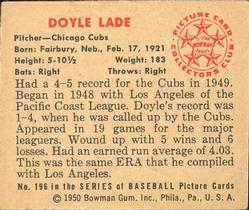 Doyle Lade  baseball card collectible - Main Image 2