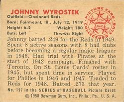 Johnny Wyrostek  baseball card collectible - Main Image 2