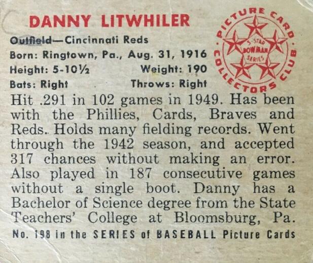 Danny Litwhiler  baseball card collectible - Main Image 2