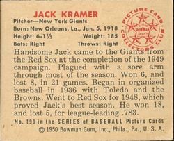 Jack Kramer  baseball card collectible - Main Image 2