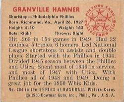 Granville Hamner  baseball card collectible - Main Image 2