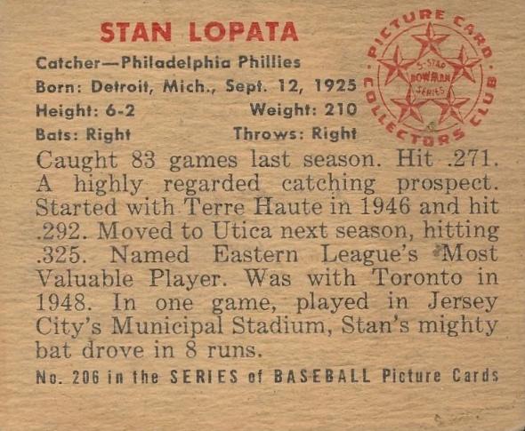 Stan Lopata  baseball card collectible - Main Image 2