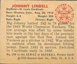 Johnny Lindell  baseball card collectible - Main Image 2