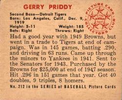 Jerry Priddy  baseball card collectible - Main Image 2