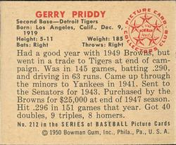 Jerry Priddy  baseball card collectible - Main Image 2