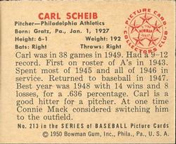 Carl Scheib  baseball card collectible - Main Image 2