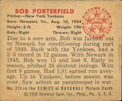 Bob Porterfield  baseball card collectible - Main Image 2