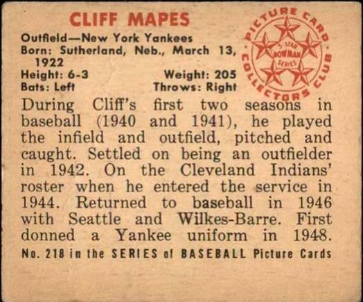 Cliff Mapes  baseball card collectible - Main Image 2