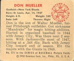Don Mueller  baseball card collectible - Main Image 2