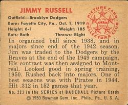 Jimmy Russell  baseball card collectible - Main Image 2