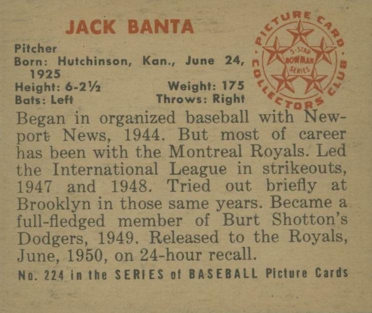 Jack Banta  baseball card collectible - Main Image 2