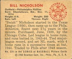 Bill Nicholson  baseball card collectible - Main Image 2