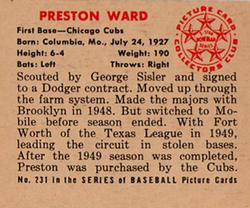 Preston Ward  baseball card collectible - Main Image 2