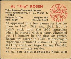 Al "Flip” Rosen  baseball card collectible - Main Image 2