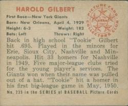 Harold Gilbert  baseball card collectible - Main Image 2