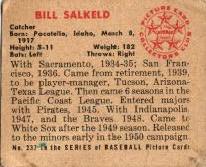 Bill Salkeld  baseball card collectible - Main Image 2