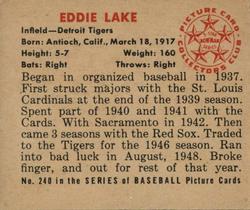 Eddie Lake  baseball card collectible - Main Image 2