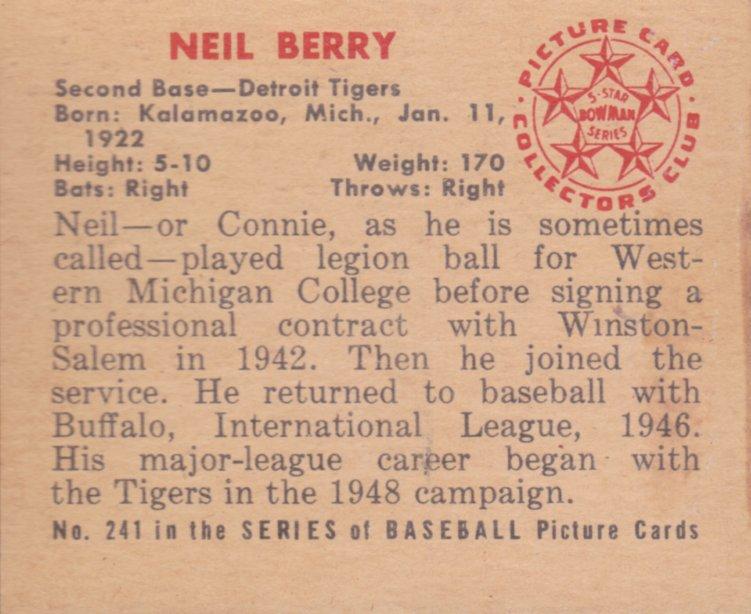 Neil Berry  baseball card collectible - Main Image 2