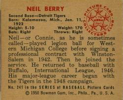 Neil Berry  baseball card collectible - Main Image 2