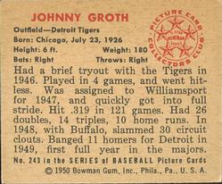 Johnny Groth  baseball card collectible - Main Image 2