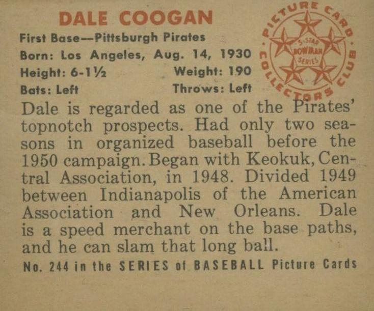 Dale Coogan  baseball card collectible - Main Image 2
