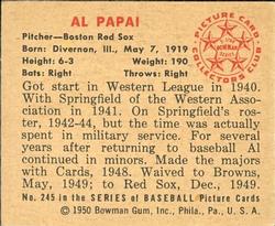Al Papai  baseball card collectible - Main Image 2