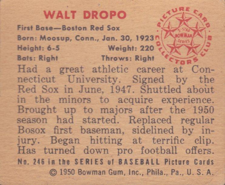 Walt Dropo  baseball card collectible - Main Image 2