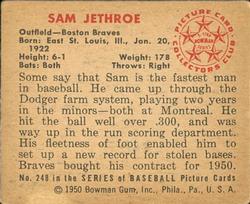 Sam Jethroe  baseball card collectible - Main Image 2