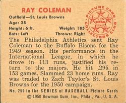 Ray Coleman  baseball card collectible - Main Image 2