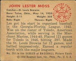 John Lester Moss  baseball card collectible - Main Image 2