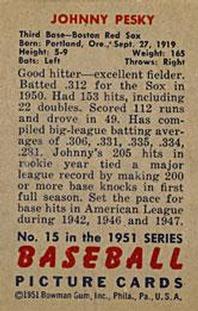 Johnny Pesky  baseball card collectible - Main Image 2