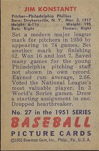 Jim Konstanty  baseball card collectible - Main Image 2