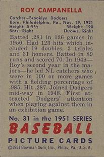 Roy Campanella  baseball card collectible - Main Image 2