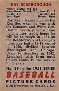 Ray Scarborough  baseball card collectible - Main Image 2