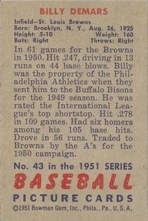 Billy DeMars  baseball card collectible - Main Image 2