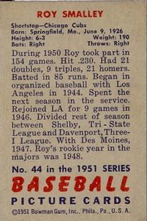 Roy Smalley  baseball card collectible - Main Image 2