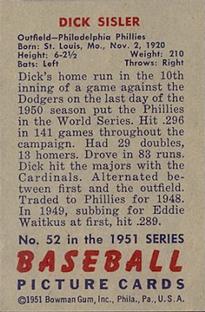 Dick Sisler  baseball card collectible - Main Image 2