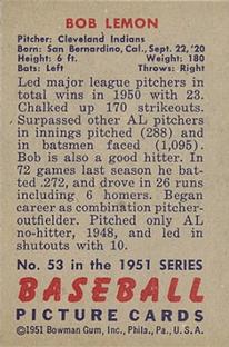 Bob Lemon  baseball card collectible - Main Image 2
