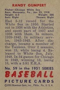 Randy Gumpert  baseball card collectible - Main Image 2