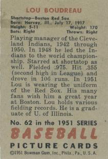 Lou Boudreau  baseball card collectible - Main Image 2