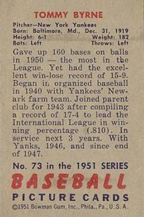 Tommy Byrne  baseball card collectible - Main Image 2