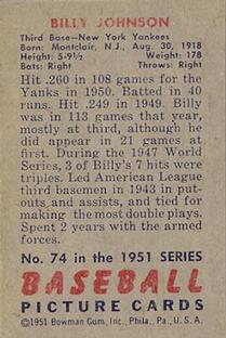Billy Johnson  baseball card collectible - Main Image 2