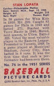 Stan Lopata  baseball card collectible - Main Image 2