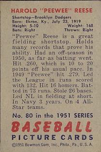 Pee Wee Reese  baseball card collectible - Main Image 2
