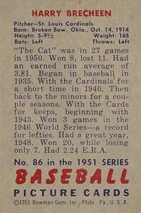 Harry Brecheen  baseball card collectible - Main Image 2