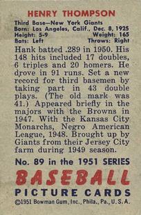 Henry Thompson  baseball card collectible - Main Image 2