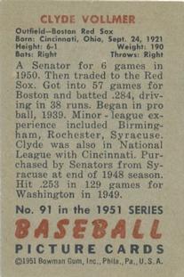 Clyde Vollmer  baseball card collectible - Main Image 2